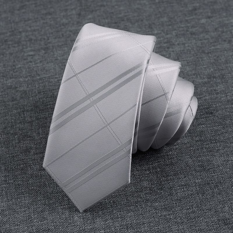 Silk Tie Striped - No Knot Silver Zipper Fashion Hand-Tie
