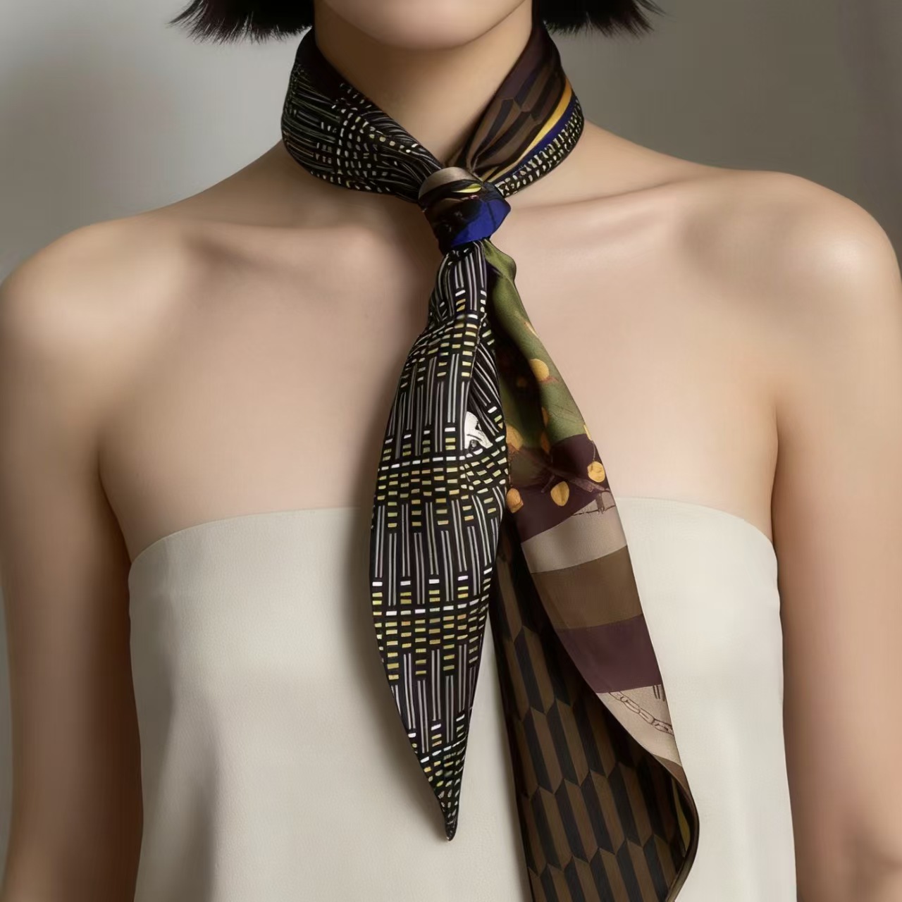 Luxury Print Long Hair Ribbon  - Silk Neck Scarf recension och pris