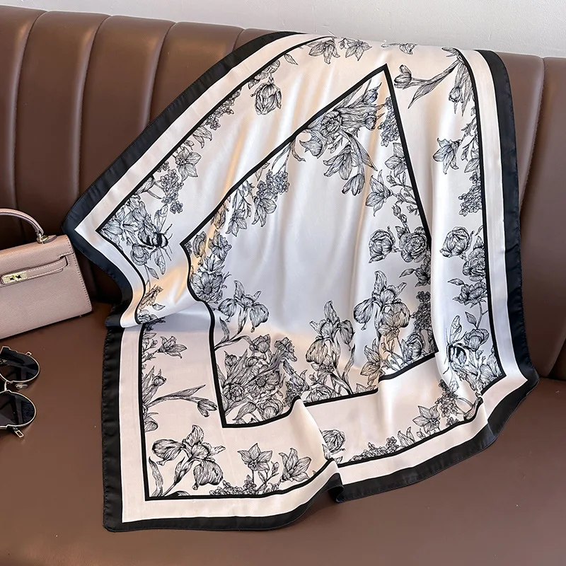 70*70cm Luxury Floral Print Si - Scarf Silk Square recension och pris