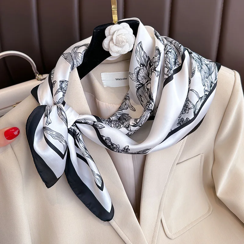 70*70cm Luxury Floral Print Si - Scarf Silk Square recension och pris