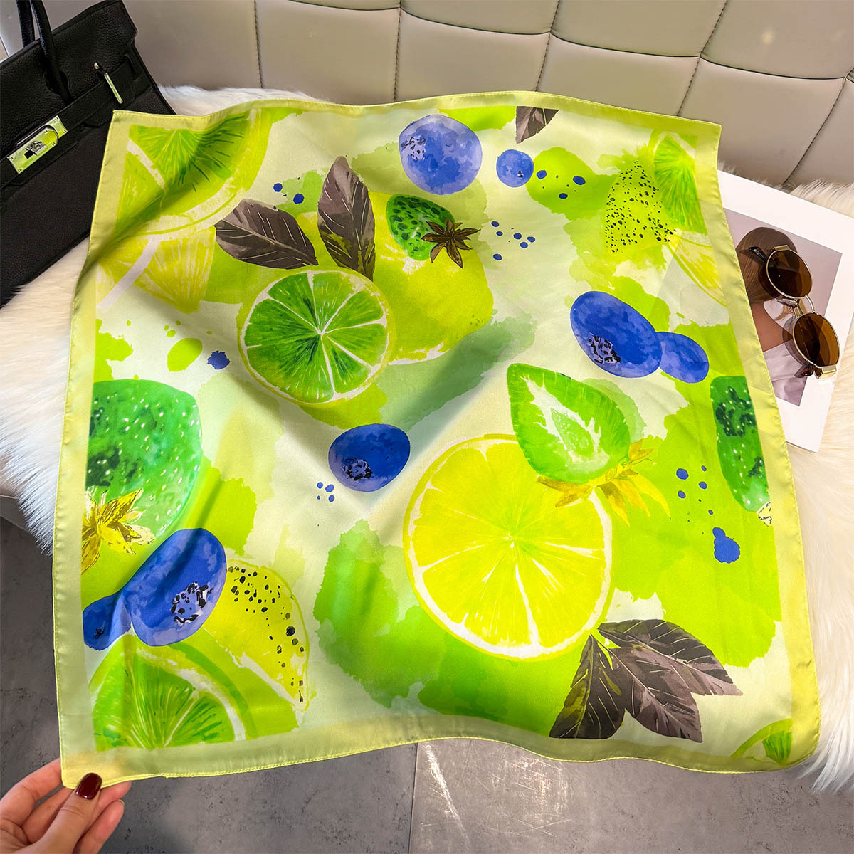 Fashion Lemon Fruit Pattern Sq - Silk Neck Scarf recension och pris