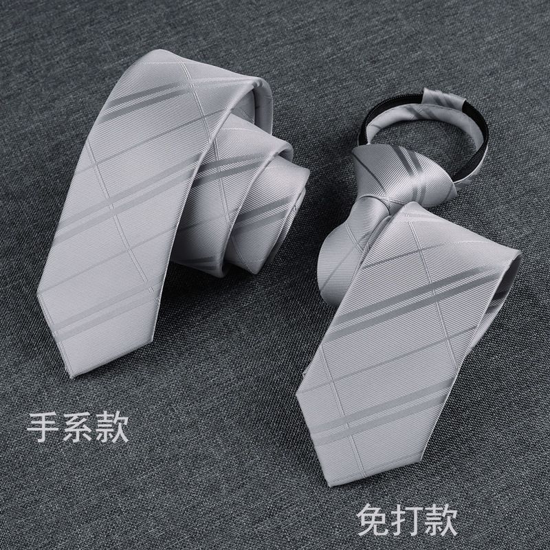 No Knot Silver Zipper Fashion  - Silk Tie Striped recension och pris