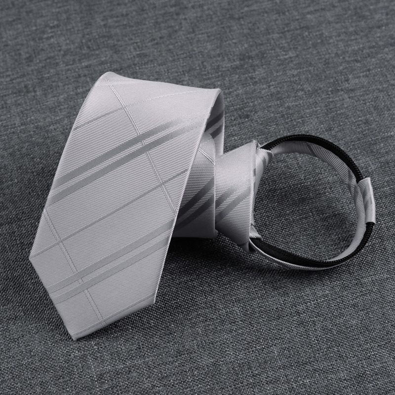 No Knot Silver Zipper Fashion  - Silk Tie Striped recension och pris